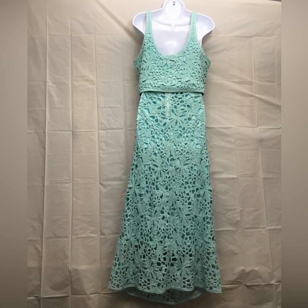 House of Harlow 1960 Aqua Crochet Maxi Dress - Picture 4 of 14